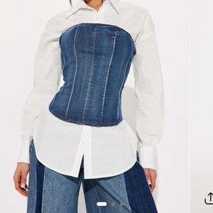 Women's Blue Denim Corset Top